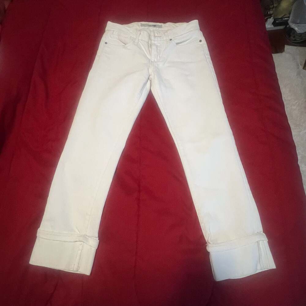 Joe's Jeans Jeny White Wide Cuff Straight Leg Jeans Size 27